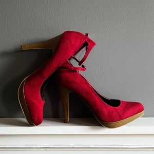 Red Suede Pumps Wild Diva Heels NWOT